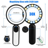 Magnifying Glass with Light, Handheld Illuminated Lighted Magnifying Glass with 21 Led, 3 Light Modes & Rechargeable USB Magnifier Seniors, Reading, Macular Degeneration, Exploring, Coins (Black)