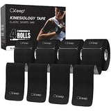 CKeep 4 Rolls Kinesiology Tape, Original Cotton Elastic Athletic Tape, 20 Precut 10" Strips Each, Black, Ideal for Muscle Support & Injury Prevention