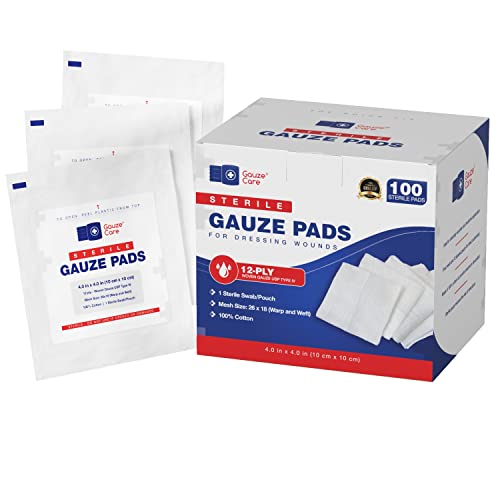 100pc Large Sterile Gauze Pads 4x4 Sterile for Wounds Bulk - 12ply Wov ...