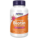 NOW Supplements, Biotin 10 mg (10,000 mcg), Extra Strength, Energy Production*, 120 Veg Capsules