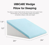 UBBCARE 12 Inch Bed Wedge Pillow, Cooling Gel Memory Foam with Chic Jacquard Cover, Pillow Wedge for Sleeping, Acid Reflux, Back Pain, and Gerd Snoring Pillow, Adults Leg Elevation Triangle Pillow