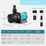 JEREPET 1250gph Aquarium 24V DC Water Pump with Controller, Submersible and Inline Return Pump for Fish Tank,Aquariums,Fountains,Sump,Hydroponic,Pond,Freshwater and Marine Water Use (32W,13.1FT)