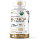 Nutri Organic Lions Mane Supplement Capsules - 1900 mg, 10:1 Dual Extraction, 120 Count - Lion's Mane Mushroom Extract (Fruiting Body) - Third Party Tested Lions Mane Organic Supplement