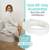 Vive Toilet Seat Riser - Raised Elevated Handle (Easy Clean) for Seniors, Elderly, Handicapped - Medical Handicap Bathroom Safety Recovery Height Chair Cushion Bowl Cover, Tall High Portable Extender