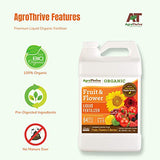 AgroThrive Fruit and Flower Organic Liquid Fertilizer - 3-3-5 NPK (ATFF1128) (1 Gal) for Fruits, Flowers, Vegetables, Greenhouses and Herbs