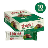 think! Protein Bars, High Protein Snacks, Gluten Free, Kosher Friendly, Chocolate Mint, Nutrition Bars, 2.1 Oz per Bar, 10 Count