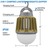 Wisely Bug Zapper Outdoor/Indoor Electric, USB-C Rechargeable Mosquito Killer Lantern Lamp, Portable Insect Electronic Zapper Indoor Trap, with LED Light 1PK Olive