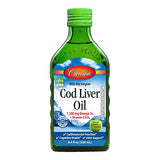 Carlson - Cod Liver Oil, 1100 mg Omega-3s, Plus Vitamins A and D3, Wild Caught Norwegian Arctic Cod Liver Oil, Sustainably Sourced Nordic Fish Oil Liquid, Green Apple, 250 mL (8.4 Fl Oz)