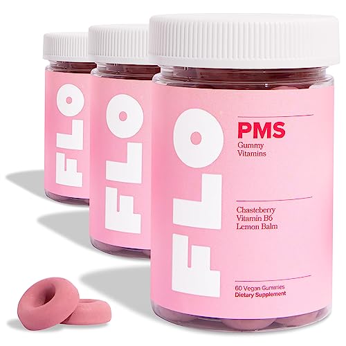 FLO PMS Gummies for Women, 30 Servings (Pack of 3) - Proactive PMS Relief - Targets Hormonal Breakouts, Bloating, Cramps, & Mood Swings with Chasteberry, Vitamin B6, & Lemon Balm