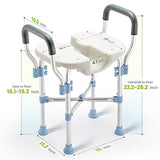 OasisSpace Shower Chair with Removable Arms, Upgraded U-Shaped Shower Seat and Bath Stool Safety Shower Bench for Elderly,Handicap,Disabled, Spa Bathtub Shower Lift Chair with Cutout for Easy Cleaning