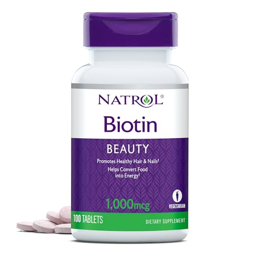 Natrol Beauty Biotin 1000mcg, Dietary Supplement for Healthy Hair, Skin, Nails and Energy Metabolism, 100 Tablets, 100 Day Supply (Pack of 12)