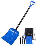 SEG Direct 47" Snow Shovel Collapsible, Large Aluminum Shovel Spade for Winter, Emergency Shovel for Car Snowmobile, Lightweight Portable Scoop for Driveway Camping Garden with Carrying Bag, Blue