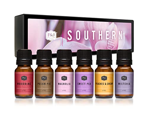 P&J Southern Set of 6 Premium Fragrance Oil for Candle Making & Soap Making, Lotions, Haircare, Diffuser Oils Scents