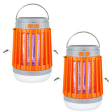 2pack Solar Bug Zapper Light Bulb,3 in 1 Mosquitoes Killer USB Rechargeable Camping Light Flashlight,IPX6 Waterproof Portable Light Bulb Zapper for Doorway,Corridor,Balcony,Patio (Orange)