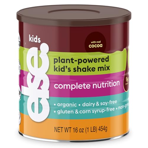 Else Nutrition Kids Organic complete nutrition Shake Powder, Plant-Based, Less Sugar, Clean, Complete Childrens’ Nutritional Drink Mix, Whey-free, Soy-free, Dairy-Free, 16 oz, Chocolate