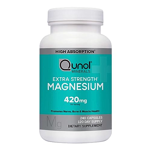 Qunol Magnesium Extra Strength 420mg, Vegetarian & Gluten Free, 240 Ca ...