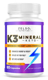 Zelso K3 Mineral Capsules - 60 Count, Advanced Ketogenic Weight Loss and Energy Support Formula, Natural Ingredients, GMP Quality, Vegan and Eco-Friendly