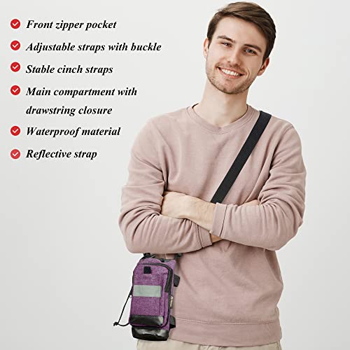 Crutch Bag Lightweight Crutch Accessories Storage Pouch with Reflective Strap and Front Zipper Pocket for Universal Crutch Bag to Keep Item Safety (Purple)