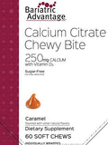 Bariatric Advantage Calcium Citrate Chewy Bites 250mg with Vitamin D3 for Bariatric Surgery Patients Including Gastric Bypass and Sleeve Gastrectomy, Sugar Free - Caramel Flavor, 60 Count