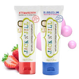 Jack N' Jill Natural Certified Toothpaste - Safe if Swallowed, Contains 40% Xylitol, Fluoride Free, Organic Fruit Flavor, Makes Tooth Brushing Fun for Kids - Strawberry & Bubblegum, 1.76 oz (2 Pack)