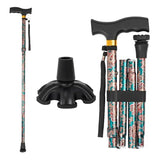 LIXIANG Folding Walking Cane Green Flower