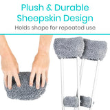 Vive Sheepskin Crutch Pads & Hand Grips for Adults, Kids, Crutches, Armpits - Accessories Knee Scooter Foot Injuries Pillow for 5ft Medical 6 feet Youth Padding Arm Underarm Folding Walking Crutches