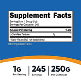 Nutricost L-Carnitine Tartrate Powder (250 Grams) - 1 Gram per Serving, 245 Servings