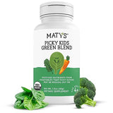Matys Organic Picky Kids Green Blend, Vegetable Powder Supplement for Picky Eater Kids 4 Years +, Vitamin Packed Superfood Veggie Powder for Meals & Smoothies with Spinach, Kale, Broccoli, 60 Servings