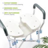 OasisSpace Shower Chair with Removable Arms, Upgraded U-Shaped Shower Seat and Bath Stool Safety Shower Bench for Elderly,Handicap,Disabled, Spa Bathtub Shower Lift Chair with Cutout for Easy Cleaning
