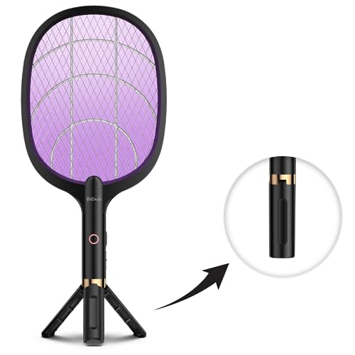 YsChois Electric Fly Swatter Racket, Rechargeable Fly Zapper - 4000 Volt, Exclusive 2-in-1 Bug Zapper Racket - USB Charging, 1800mAh Li-Battery, Indoor & Outdoor Use, Black