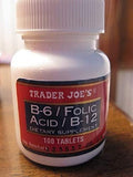 Trader Joe's Under The Tongue B-6 / Folic Acid / B-12 Dietary Supplement, 100 Tablets