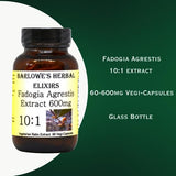 Barlowe's Herbal Elixirs Fadogia Agrestis Extract - 60 600mg VegiCaps - Stearate Free, Glass Bottle!