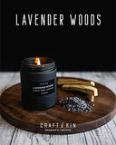 Scented Candles for Men | Lavender and Wood Scented Candles | Mens Candles for Home, Soy Candles, Wood Wick Candles | Long Burning Scented Candles | Black Lavender Candles for Home, Masculine Candle