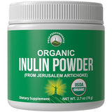 Organic Inulin Powder - Natural Prebiotic Fiber for Gut Health. USDA Organic Raw Whole Food Plant Based Vegan Prebiotics FOS Supplement from Jerusalem Artichoke. Better Than Chicory & Agave Powders