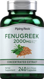 Piping Rock Fenugreek Capsules | 2000mg | 240 Count | Concentrated Herbal Extract | Non GMO, Gluten Free Supplement