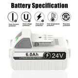 i-Bateria 24V Battery Replace for Snow Joe 24V Battery 24BAT-LTE/LTW/LTX/XR/LT, 6.0AhLithium Ion Battery Compatible for All Joe iON+ 24V-X2-SB18/20SB/SB15 Cordless Snow Blowers