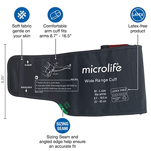 Microlife Wide-Range Replacement Blood Pressure Cuff for Upper Arms 8.7-16.5-Inch