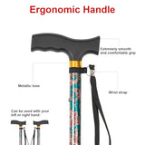 LIXIANG Folding Walking Cane Green Flower