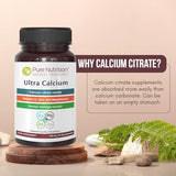 Pure Nutrition Ultra Calcium Citrate 1000mg Highly absorbable Calcium Supplement with Calcium Citrate Malate, Vitamin D, Zinc and Magnesium - 1 Tablet Daily (90 Veg Tabs) Non-GMO | Gluten-Free