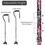 LIXIANG Walking Canes for Women & Men Adjustable Walking Stick,Folding Cane with Soft Sponge Offset Handle,Lightweight,Suitable for Arthritis,The Elderly and The Disabled(Curved Black Flower)