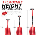 72 HRS Collapsible 3 in 1 Aluminum Compact Multi-Purpose Snow Shovel for Snow Removal in Car, Van, SUV, Truck, Snowmobile Accessories, Gardening Hand Tools Best for Emergency Purpose (Red 21”-32”)…