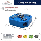 RU CHILLIN | Reusable Multi-Catch Mouse Trap - Eco-Friendly, Instant Kill Mouse and Rodent Catcher for Kitchen, Garage, Basement, and Home (Blue)