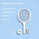 Anne Diary Electric Bug Zapper Racket Mosquito Fly Gnat Wasp Killer USB Type-C Rechargeable Electric Fly Swatter Racket Fly Mosquito Zapper Indoor Rotating Head (1 - Pack)