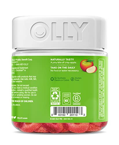 OLLY Metabolism Gummy Rings, Apple Cider Vinegar, Vitamin B12, Chromium, Energy and Digestive Health, Chewable Supplement, Apple Flavor - 30 Count