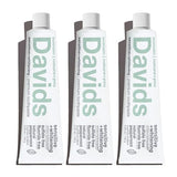Davids Nano Hydroxyapaite Natural Toothpaste for Sensitivity, Peppermint, Fluoride Free, SLS Free, Remineralize Enamel, Gentle Whitening, Recyclable Metal Tube, 5.25oz (3 Pack)