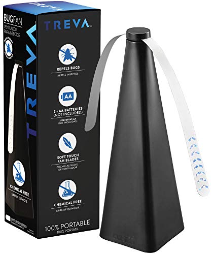 Treva Chemical Free Bug Fan Fly Deterrent with Holographic Blades to Clear Bugs, Mosquitoes, and Flies, Battery Powered Fly Fan