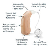 MDHearingAid VOLT OTC Hearing Aids for Seniors, Doctor-Designed Rechargeable, 2 Directional Microphones, 4 Audio Settings, Fits with Glasses, Deluxe Charger Included …
