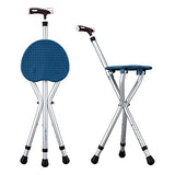 Yayayo Walking Cane with Seat Aluminum Alloy Portable LED Floding Chair for Seniors Adult Height Adjustable Heavy Stick Stool for Elderly Gift Blue