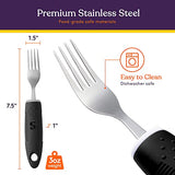 Special Supplies Adaptive Utensils (5-Piece Kitchen Set) Wide, Non-Weighted, Non-Slip Handles for Hand Tremors, Arthritis, Parkinson’s or Elderly Use (Black)