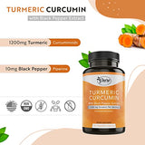 Pure By Nature Turmeric Curcumin with Black Pepper Extract 10 mg Capsules, 1200 mg per Serving, Organic, High Absorption Antioxidant Support (180 Count)